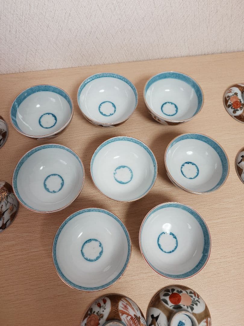 伊万里焼 時代物 蓋付煮物椀 蓋付き茶碗 8客 現状品 金彩