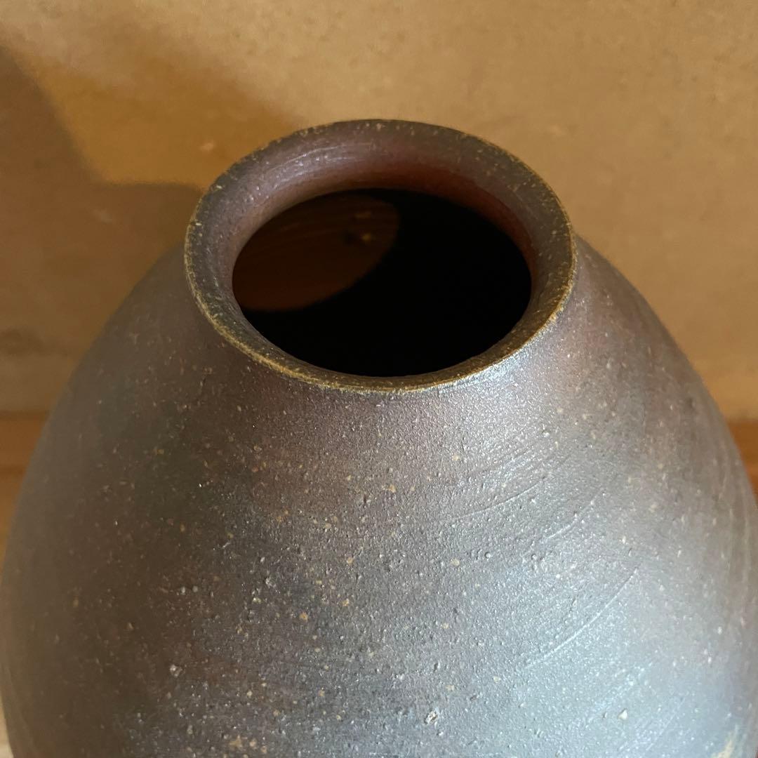 備前焼　伊勢崎淳　壷　大　高さ30㎝　共箱付き　人間国宝　古物　22.10.23