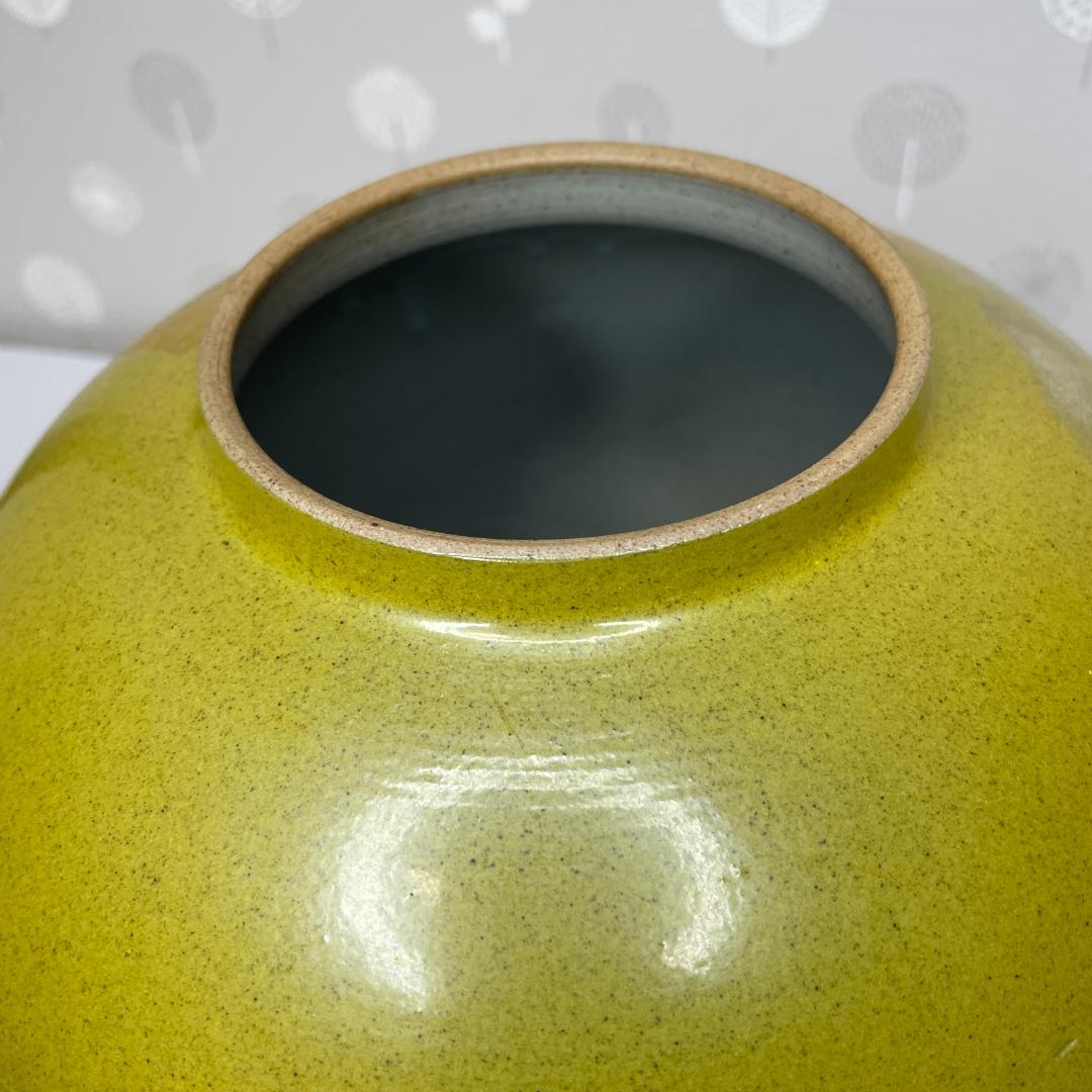 現状品 九谷焼 光陽 山田登陽志 金箔鶴 花瓶 花器 径25×高24cm 陶器