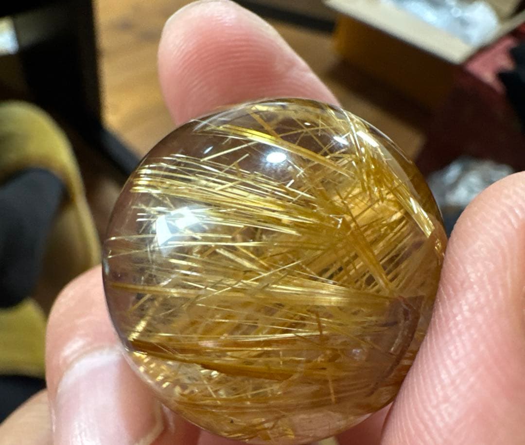 【極上品】ゴールドルチルスフィア　丸玉　クリア