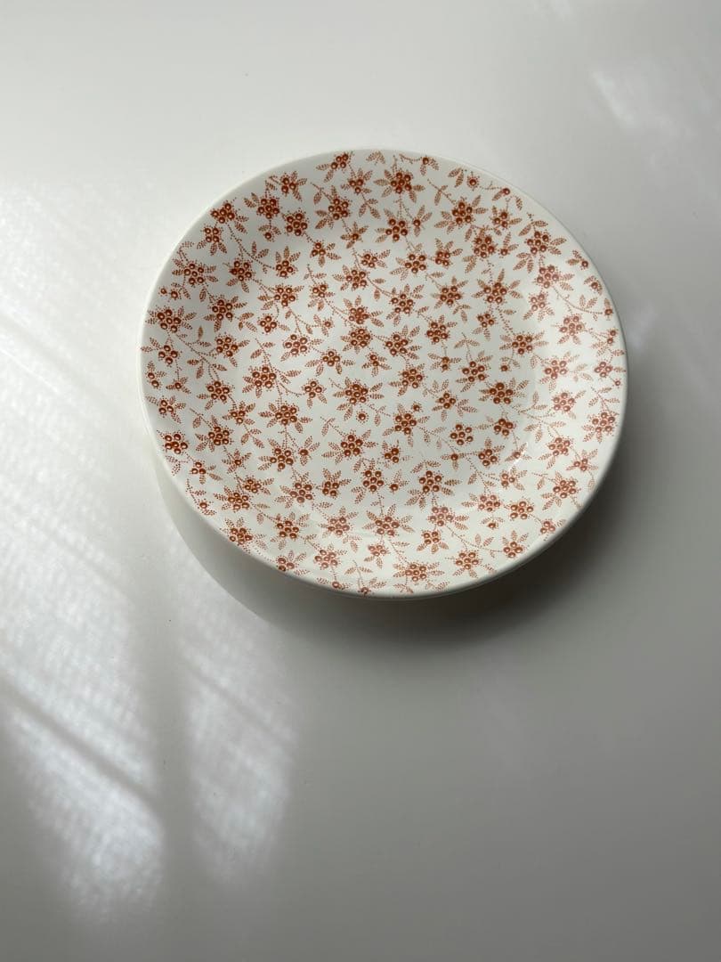 美品　フランス　アンティーク　サルグミンヌ　オレンジブラウンのチンツ柄プレート