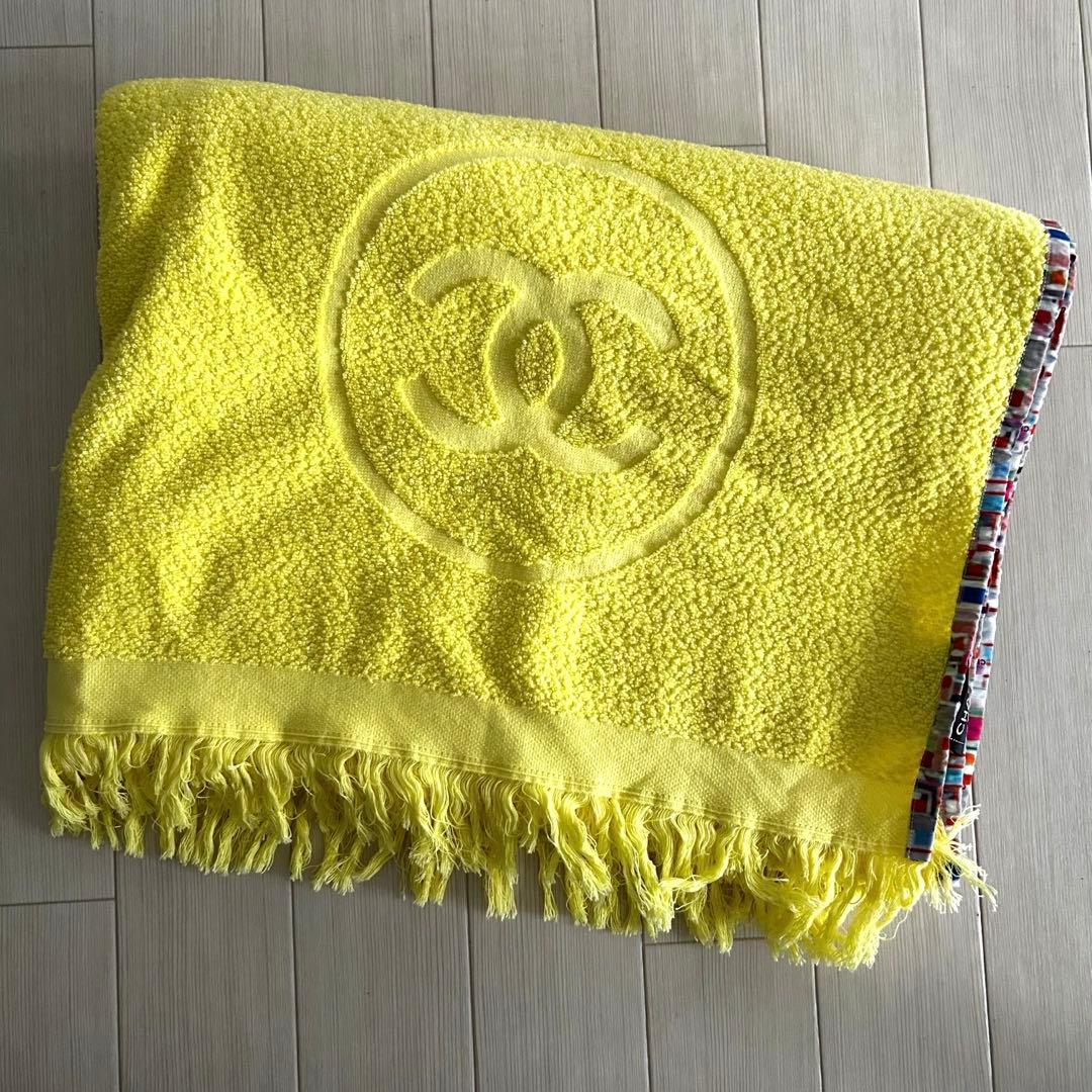 （新品未使用)シャネル 大判　ビーチタオル　コットン100% イエロー