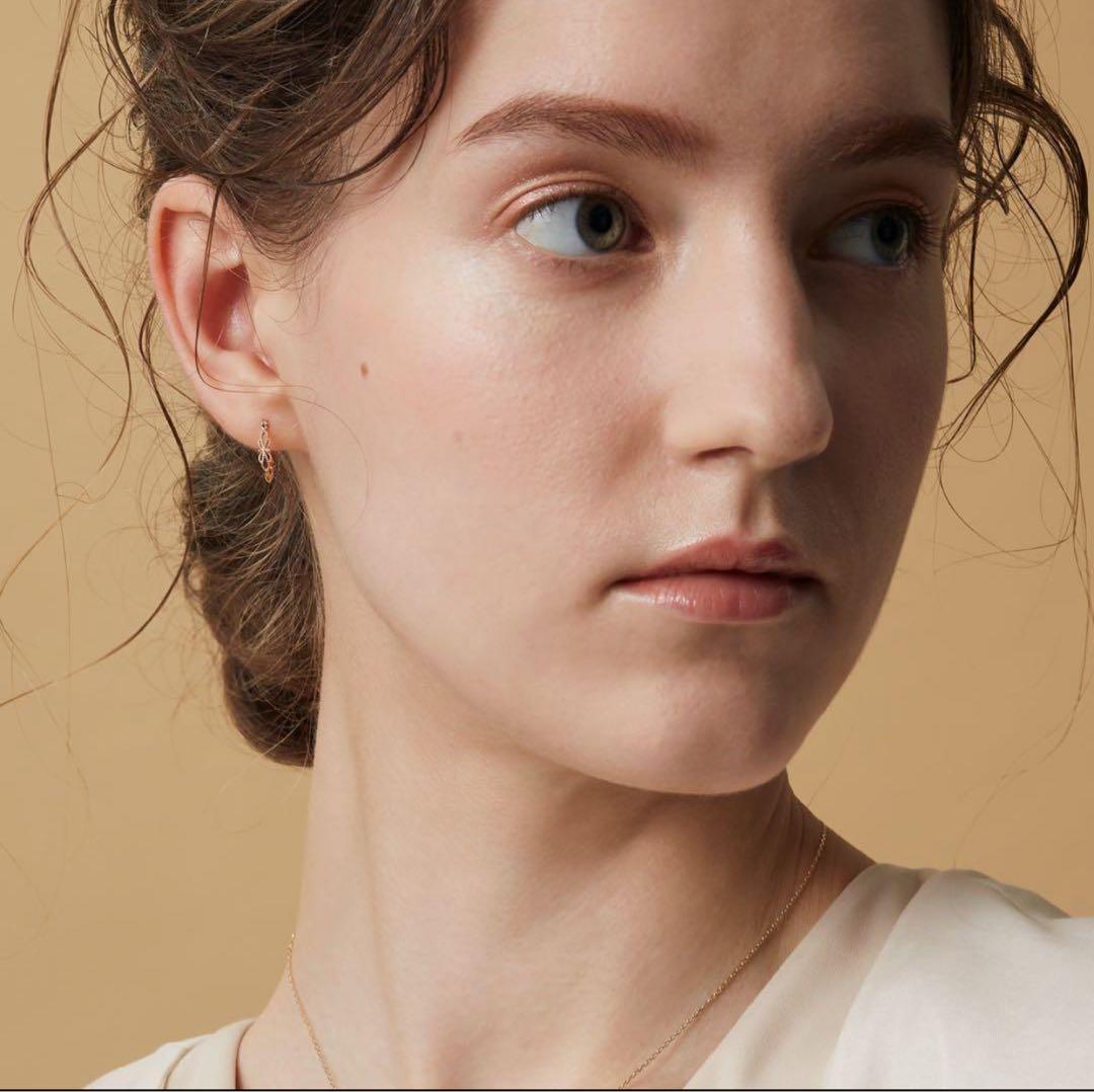 agete アガット　K10 ダイヤ　フープピアス　透かし