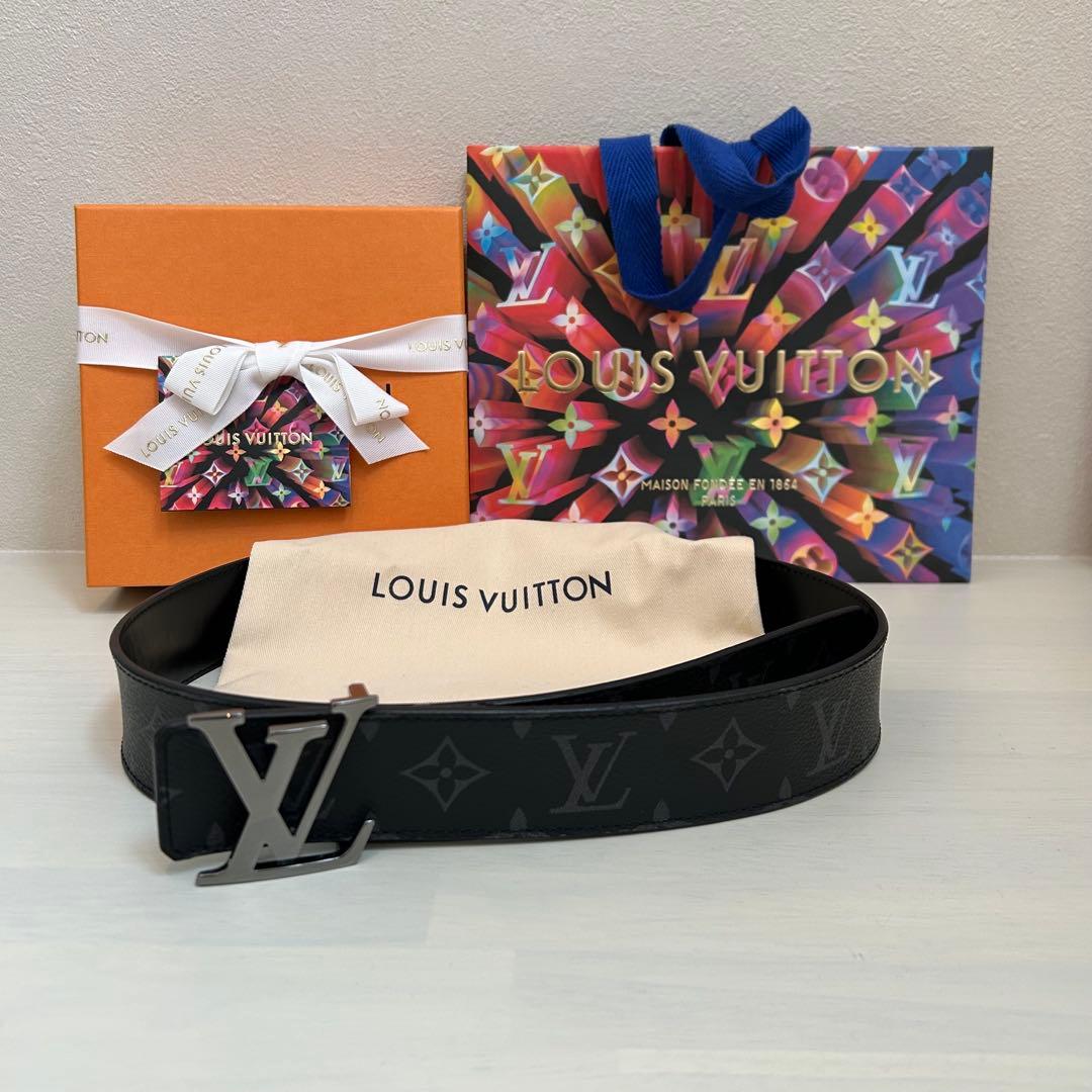 正規品 レシート付 ルイヴィトン LVイニシャル ベルト ブラック 80/32