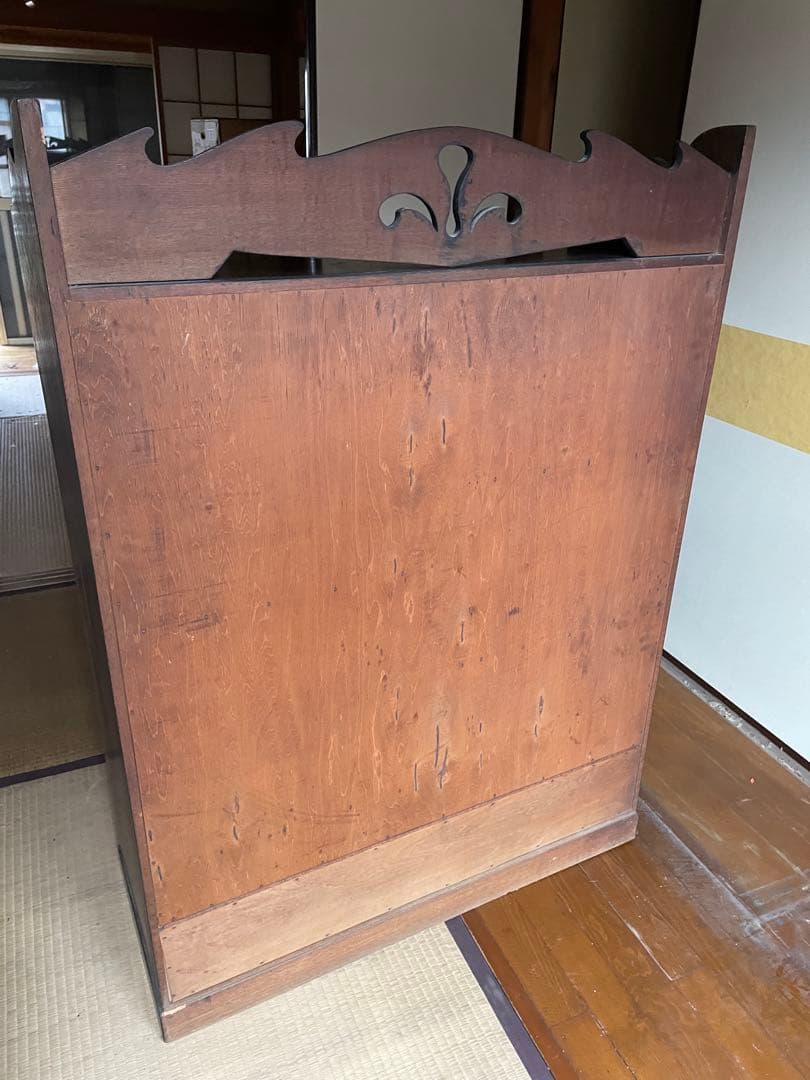 すりガラス アンティーク 昭和 レトロ キャビネット 食器棚 収納棚 本棚