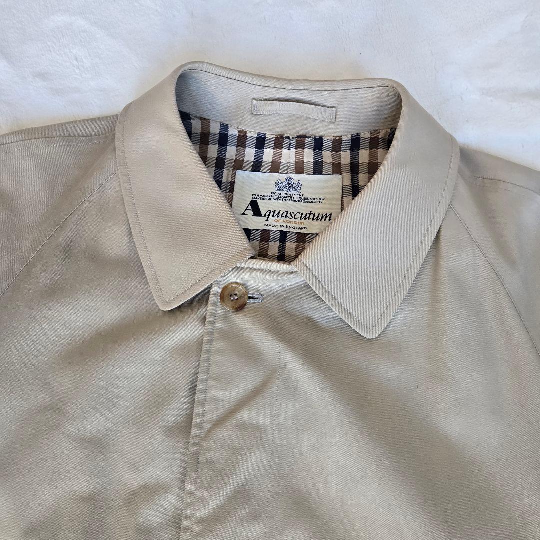 【最高級・英国製】アクアスキュータム ステンカラーコート 綿100% 希少 M