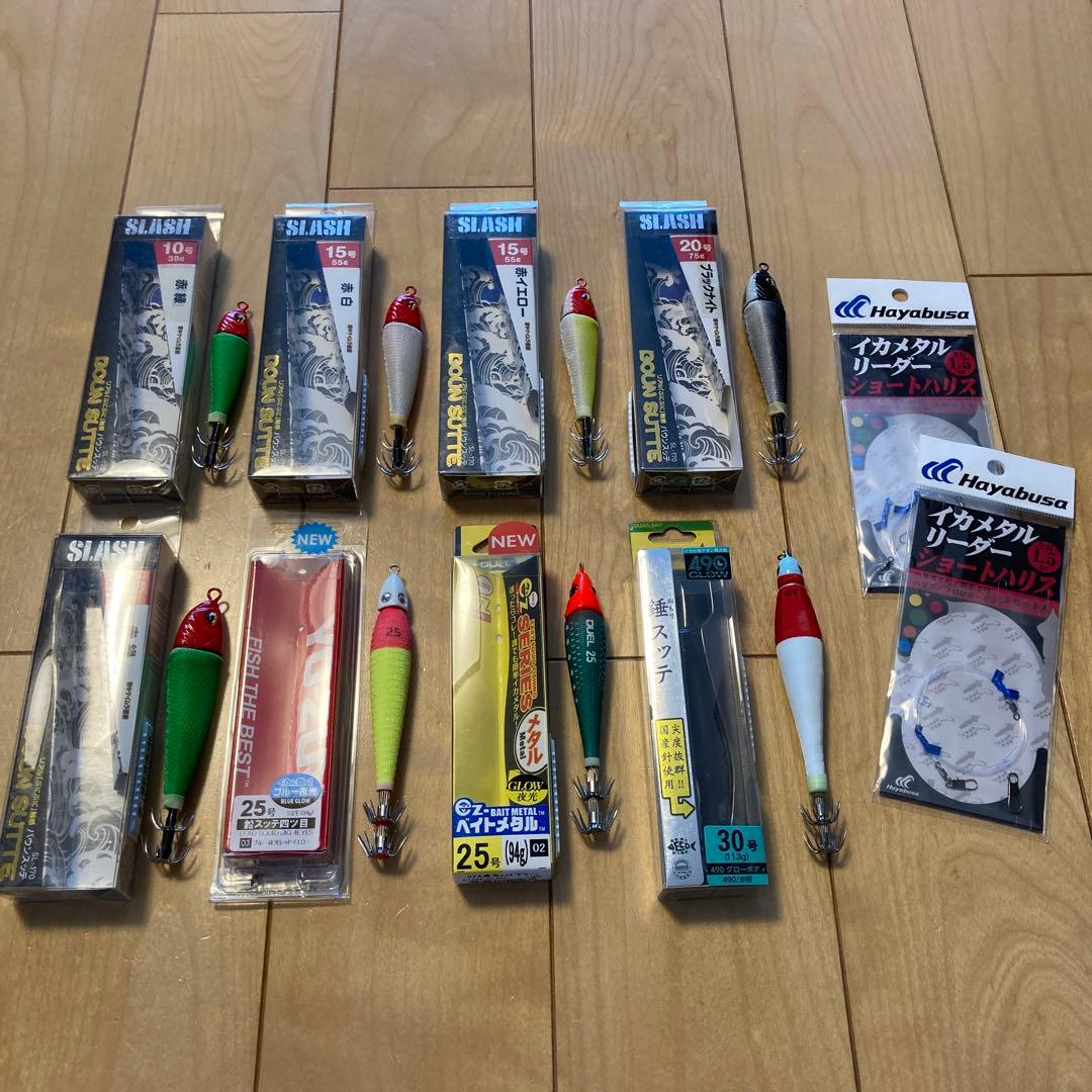 【新品】イカメタル 鉛スッテ 8本10〜30＋リーダー