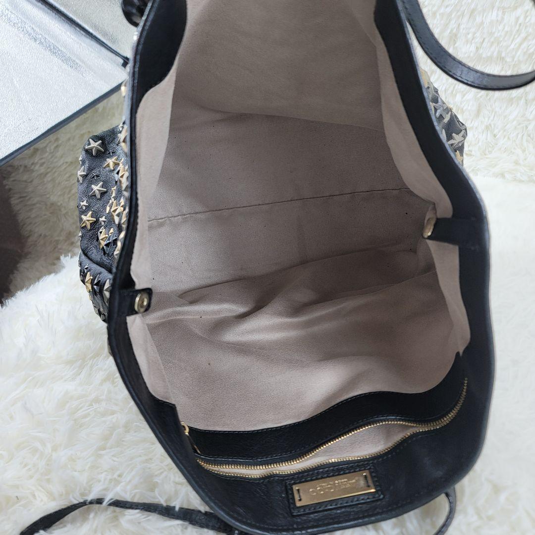 JIMMY CHOO ブラックレザー トートバッグ　大容量　星形装飾