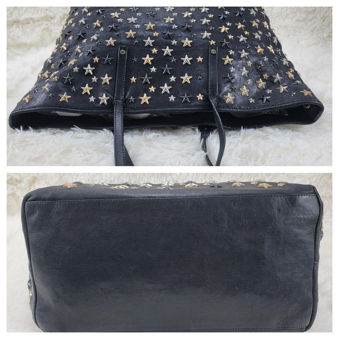 JIMMY CHOO ブラックレザー トートバッグ　大容量　星形装飾
