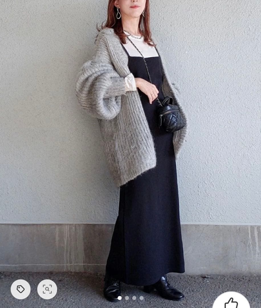 【CLANE】クラネ　カラーモヘアシャギーカーディガン　グレー　L