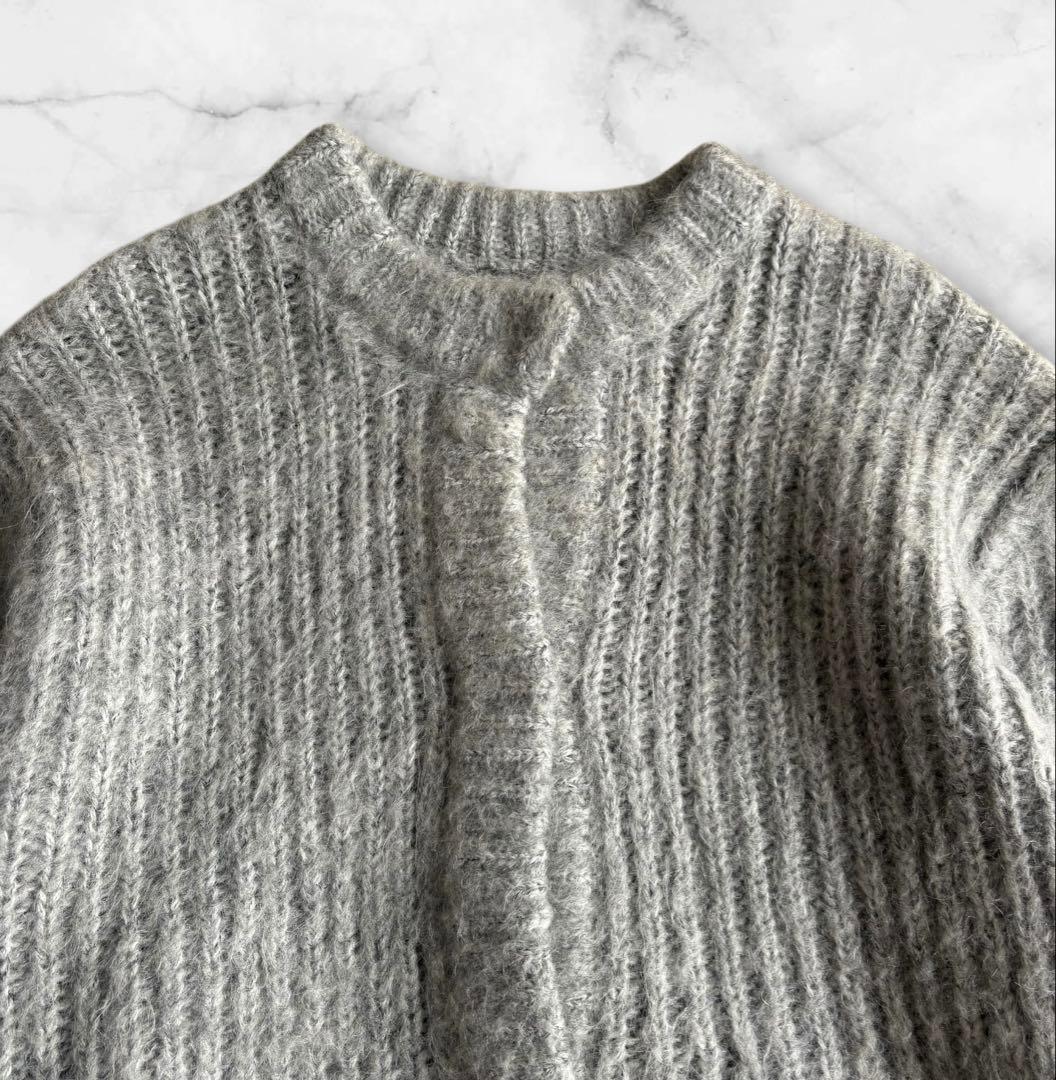 【CLANE】クラネ　カラーモヘアシャギーカーディガン　グレー　L