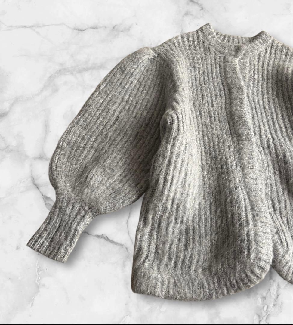 【CLANE】クラネ　カラーモヘアシャギーカーディガン　グレー　L