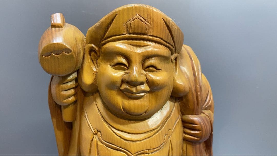 木彫り　大黒天　縁起物　開運　高さ約29cm