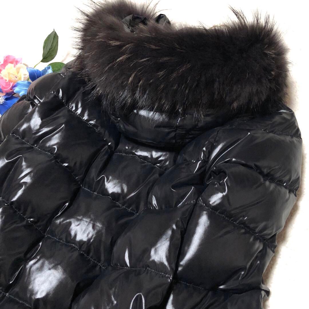 未使用級　デュベティカ　ダウンコート　corcira　ラクーンファー　黒　40