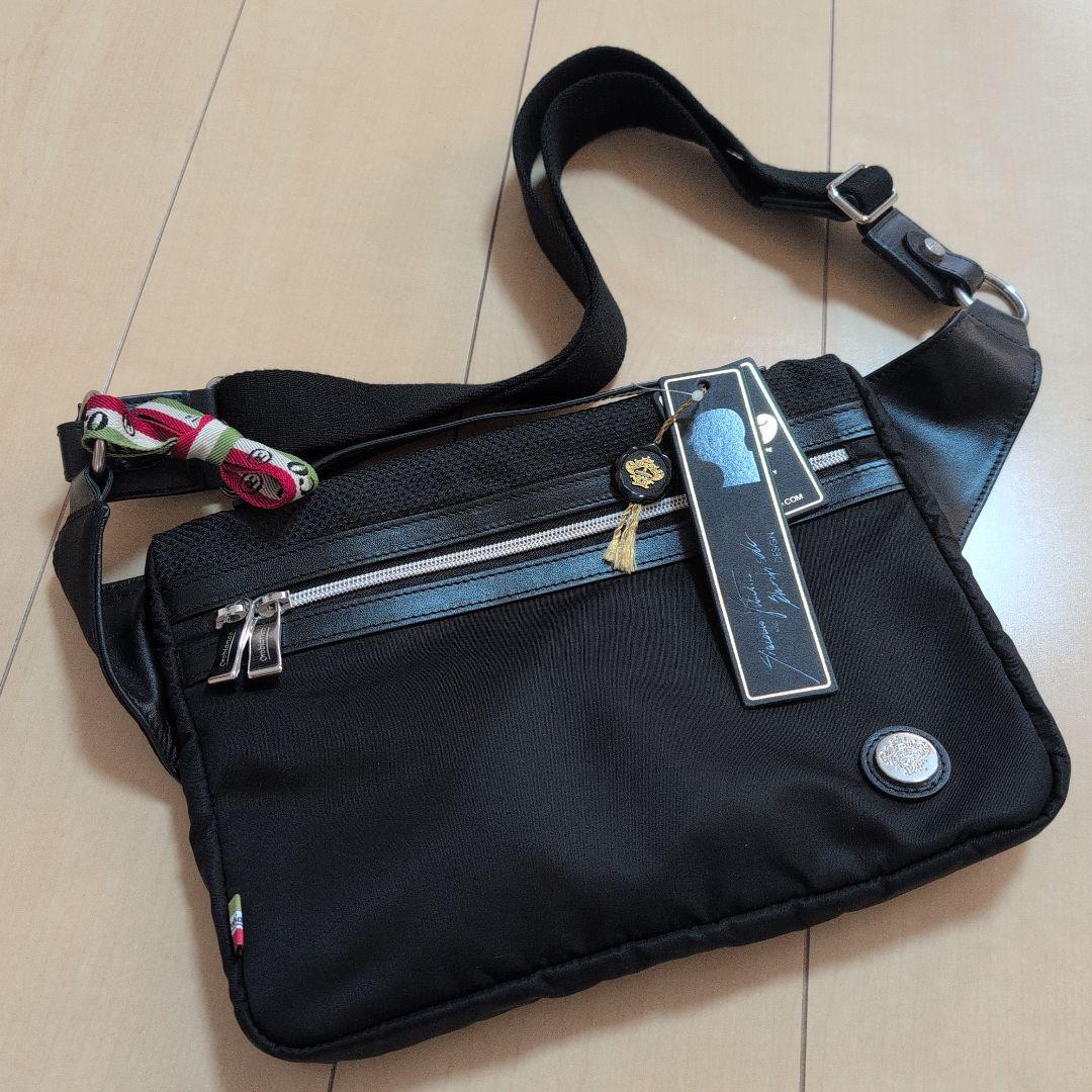 【新品・タグ付】Orobianco メンズ ブラック ボディバッグ 保存袋付