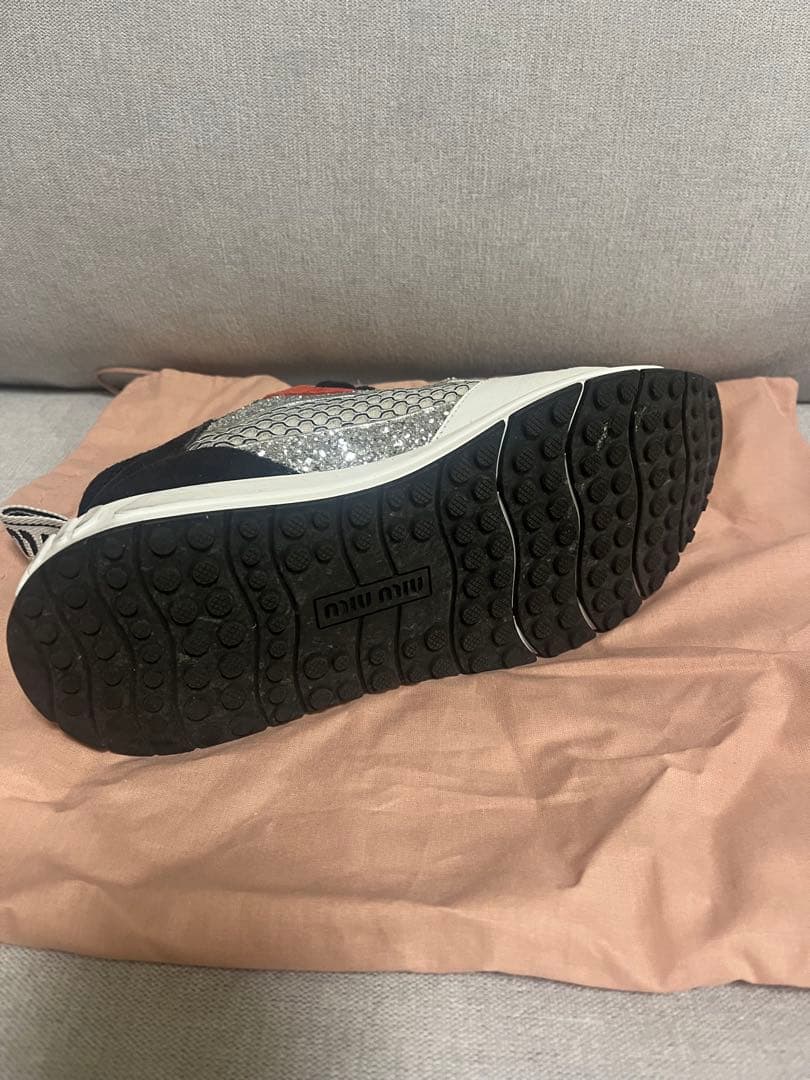 miu miu メッシュスニーカー ホワイト/ブラック/レッド　38ハーフ