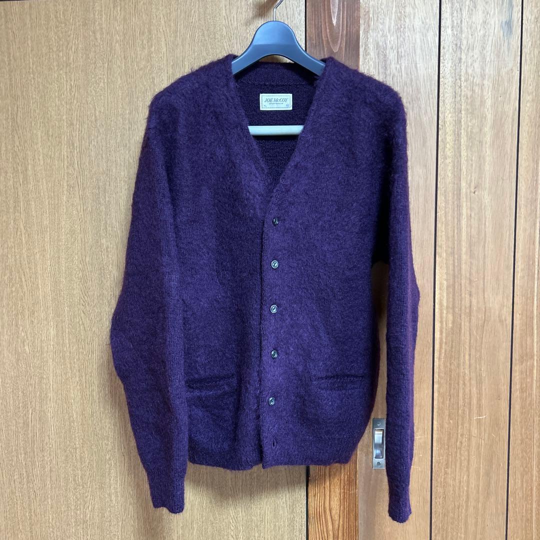 バ*ス様 JOE McCOY パープル モヘアカーディガン 42 XL