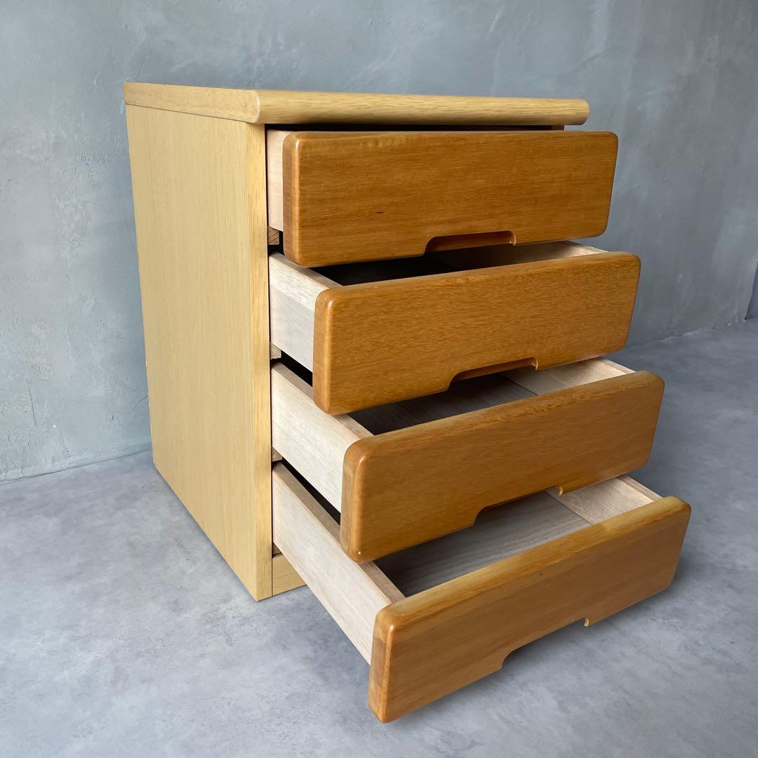 木製 4段チェスト 小さめ箪笥 サイドボード　ナイトテーブル 小抽斗　ナチュラル