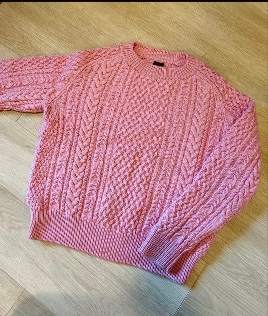 BATONER バトナー ピンク ケーブルニットセーター