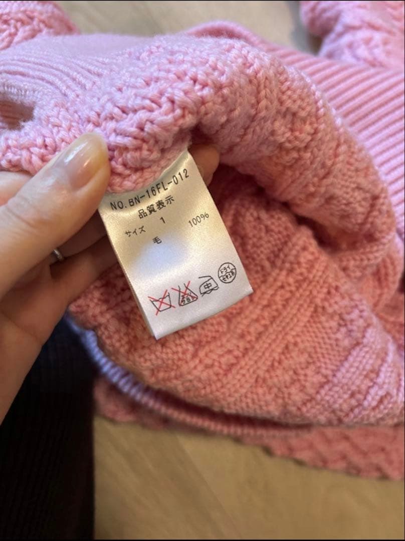 BATONER バトナー ピンク ケーブルニットセーター