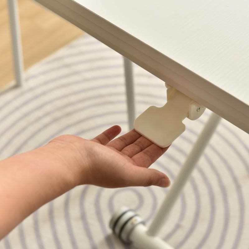 超人気！テーブル 天板が2倍に広がるガス圧昇降テーブル　WHITE