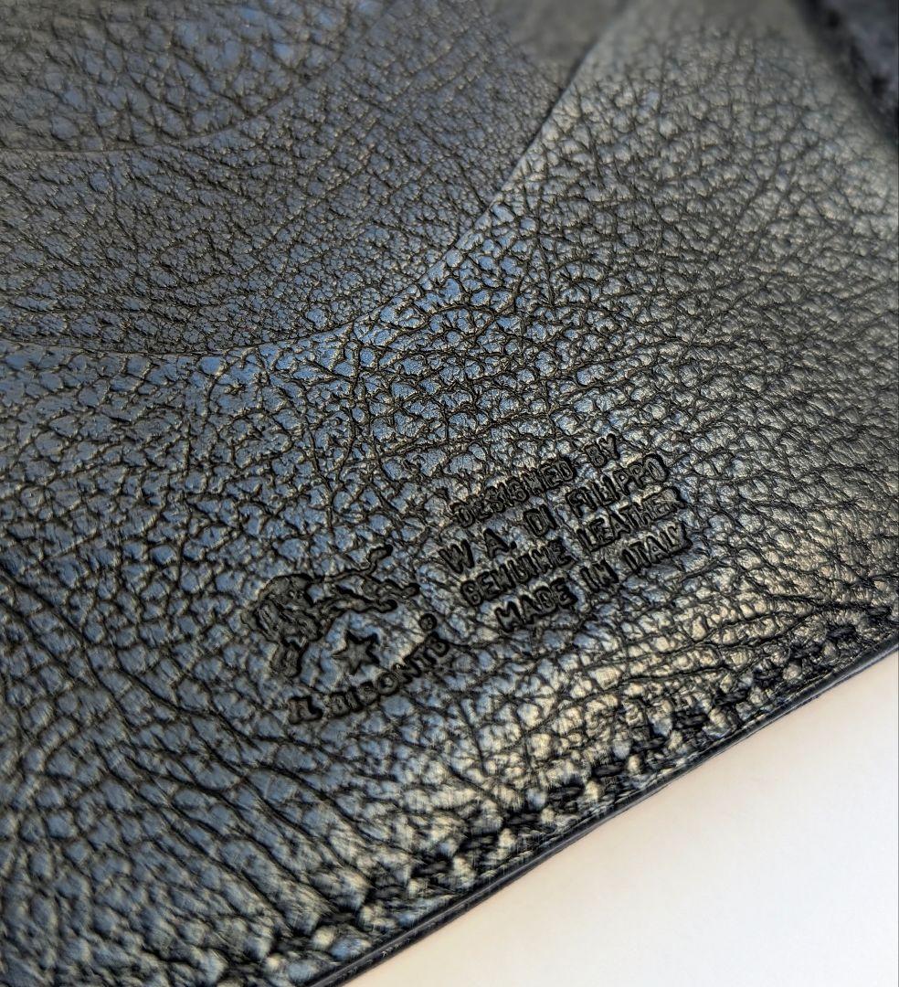 イルビゾンテ スクエアウォレット ブラック 美品 シボ加工 男女兼用