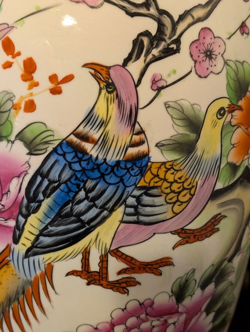 特大花瓶 置物 飾り インテリア アンティーク 花鳥 高さ62cm