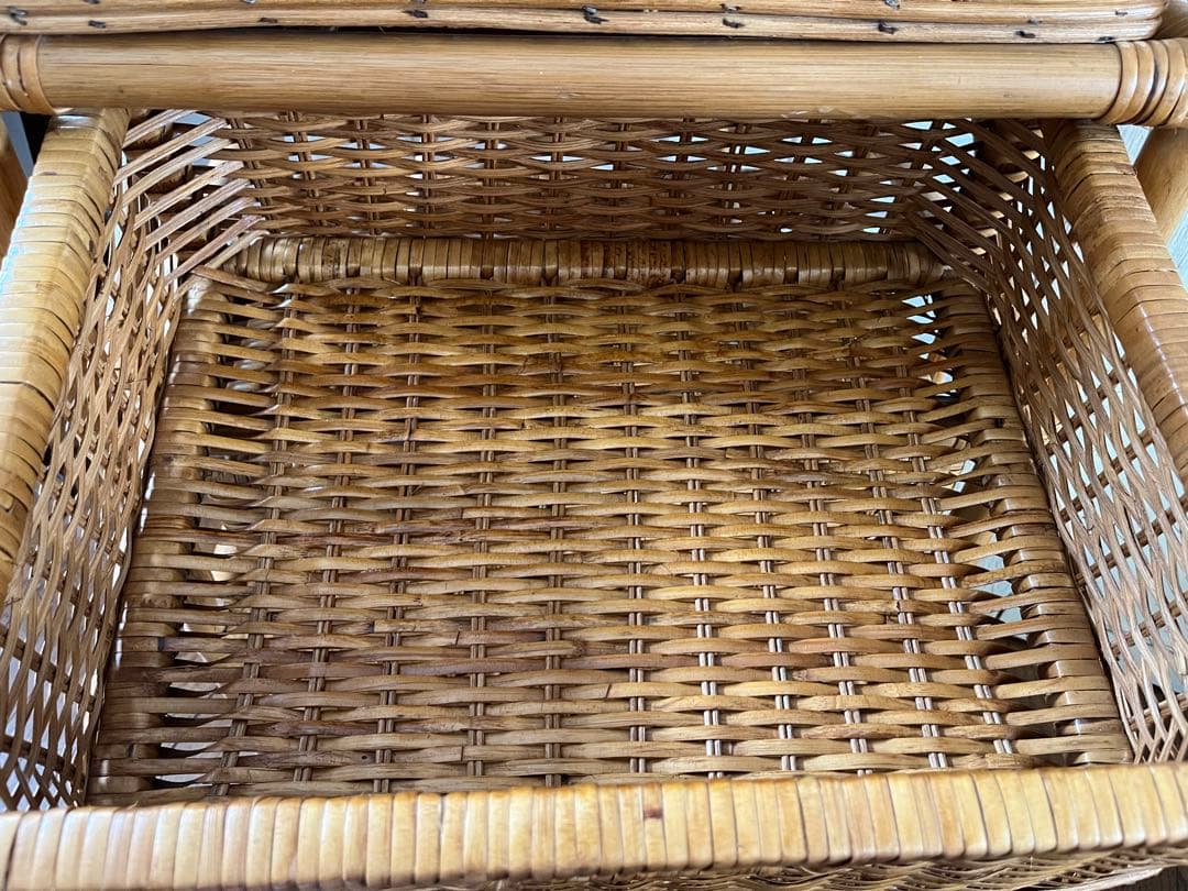 ラタン ５段 ラック 籐家具 引き出し 昭和レトロ