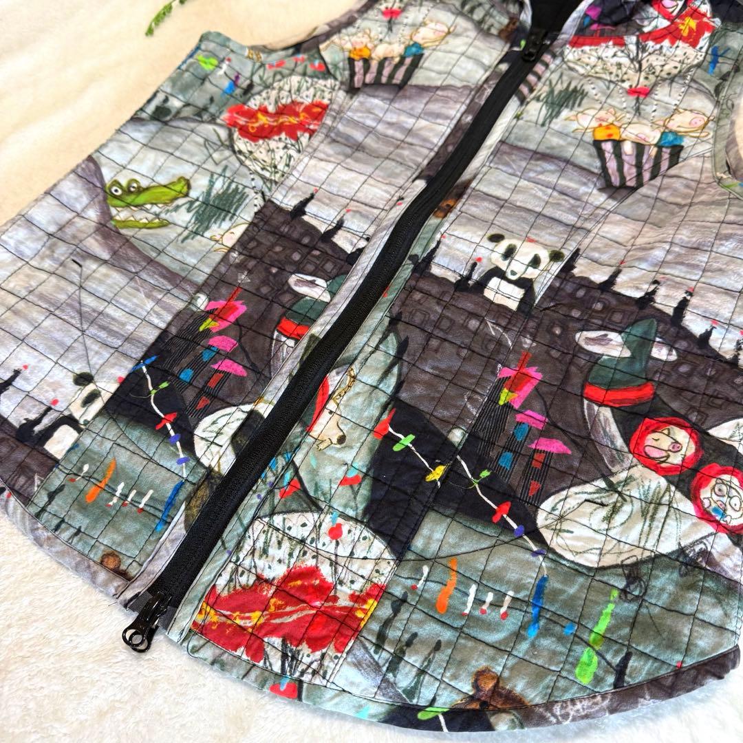 アルベロベロ リバーシブル キルティング フード付き ベスト ぶたさん 2way