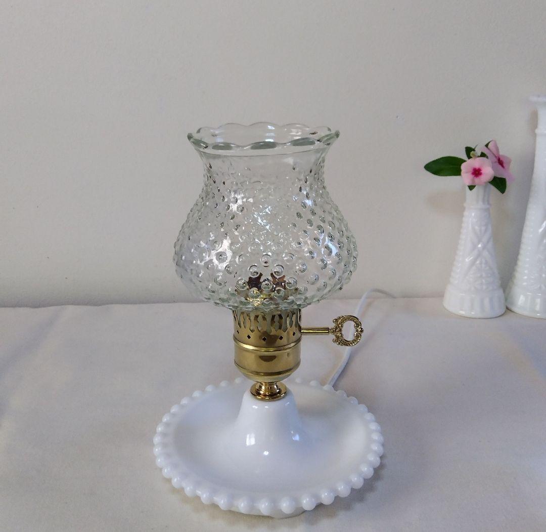 ヴィンテージ ホブネイル クリアガラス テーブルランプ レア