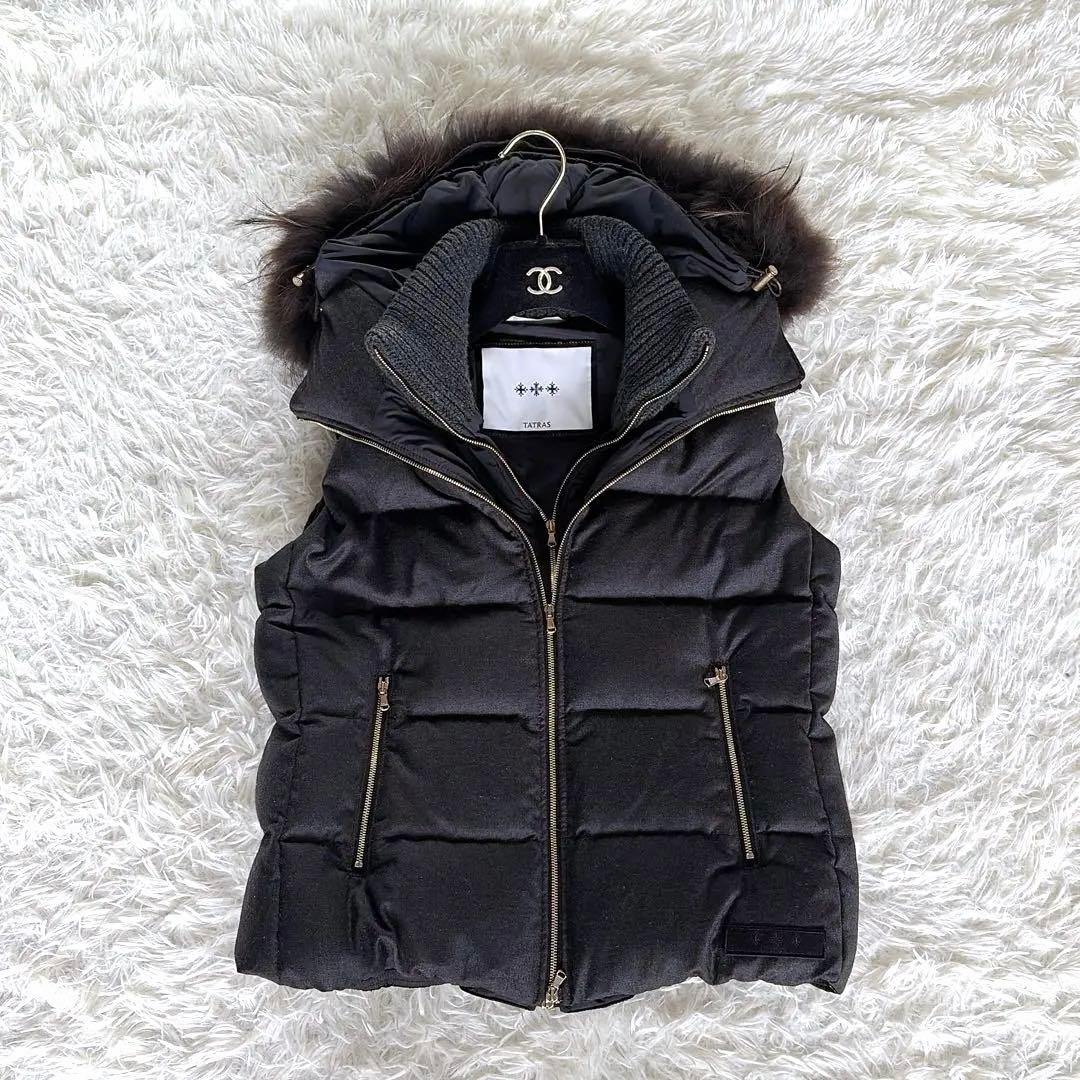 【TATRAS】FAGLIA ファー2wayダウンベスト シルク混ウール3 L