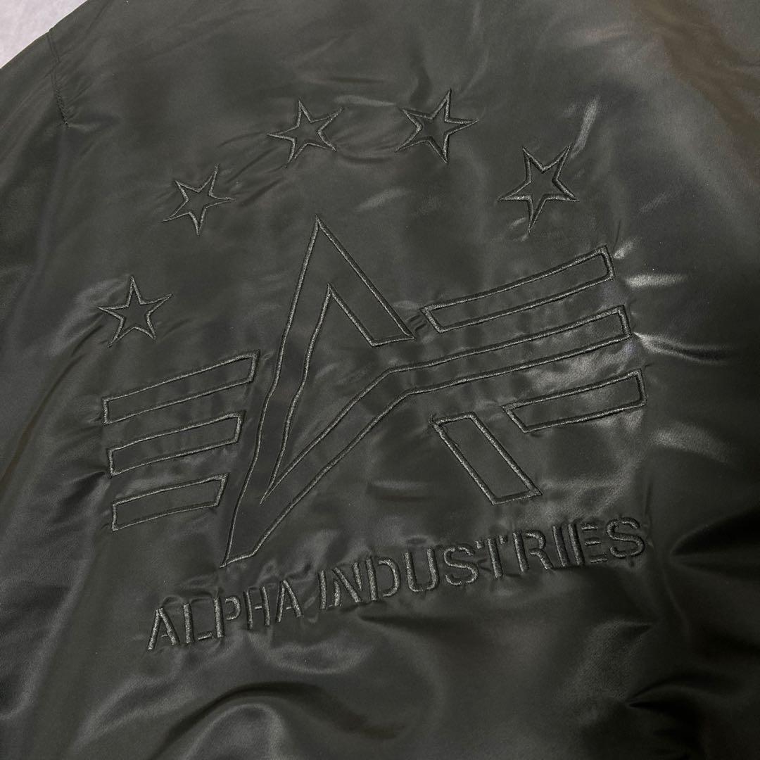 アルファインダストリー MA-1 フライトジャケット M 刺繍 ロゴ グリーン
