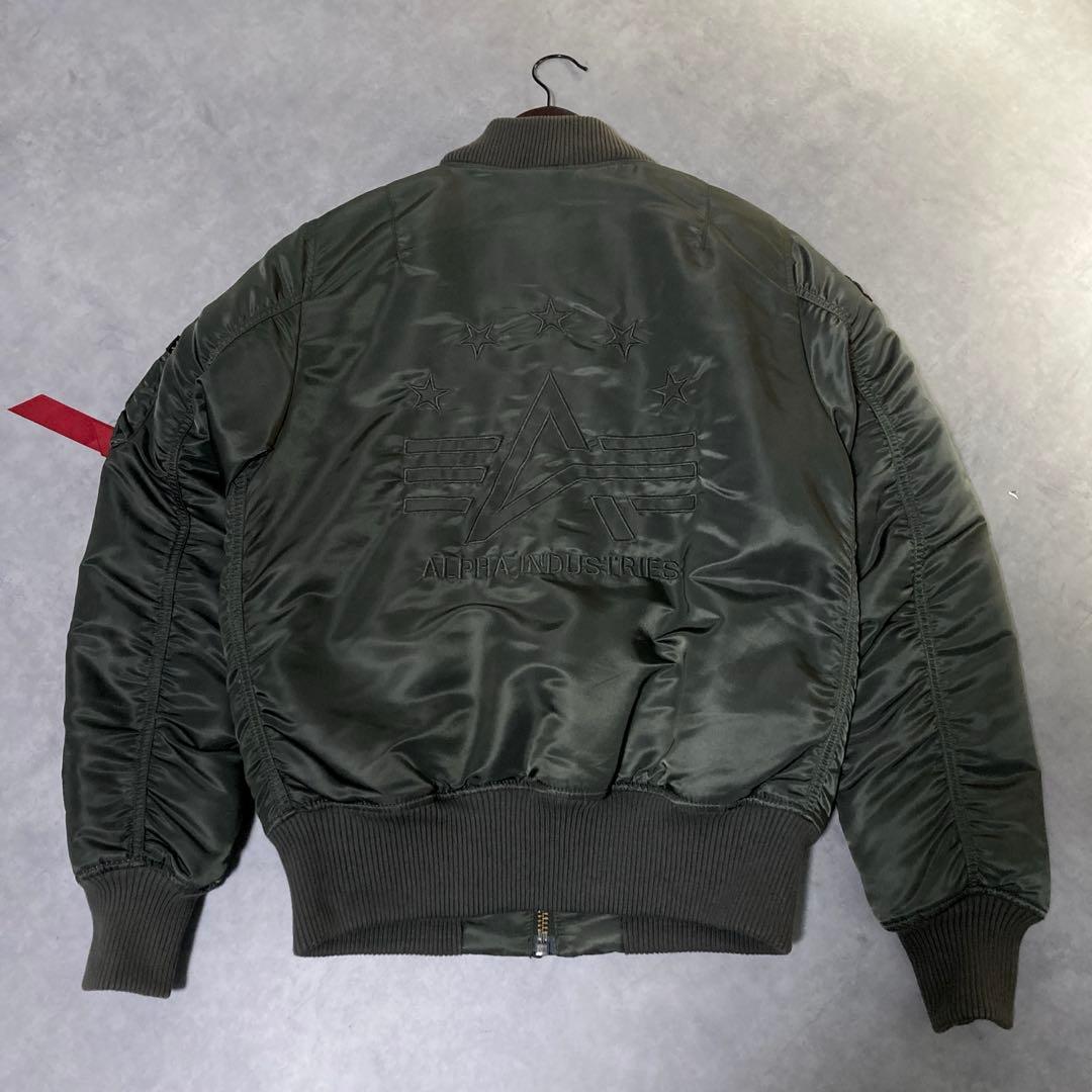 アルファインダストリー MA-1 フライトジャケット M 刺繍 ロゴ グリーン