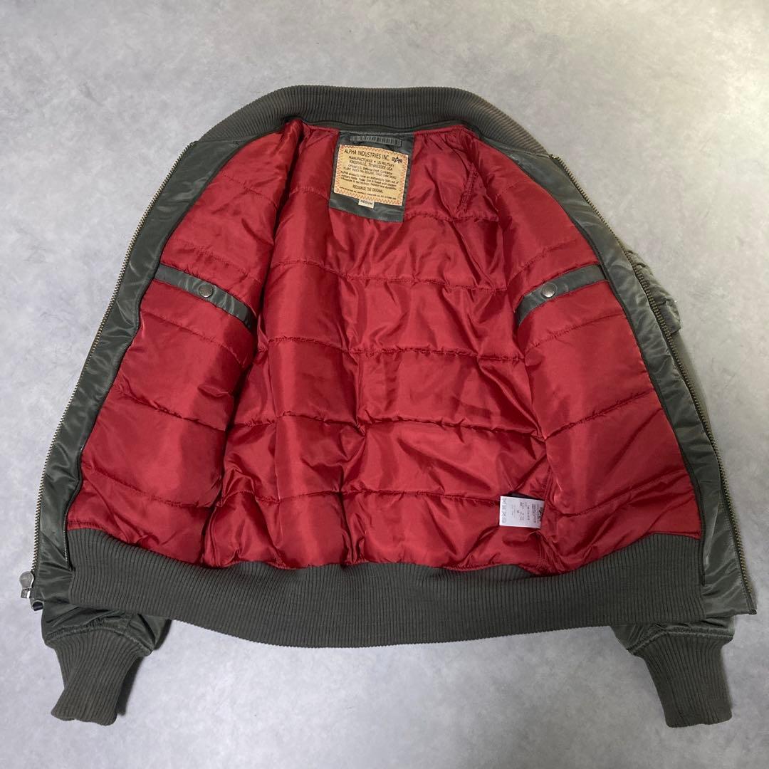 アルファインダストリー MA-1 フライトジャケット M 刺繍 ロゴ グリーン