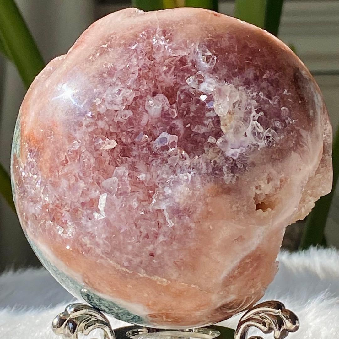 【 ピンクアメジスト BIG ドゥルージー 笑口 スフィア 90㎜ ジャスパー