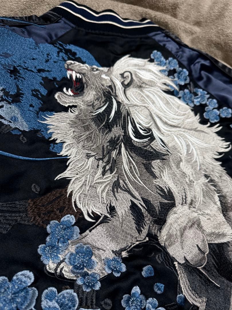 未使用 SKAJAN ライオン 日本 スカジャン unisex サテン 美品