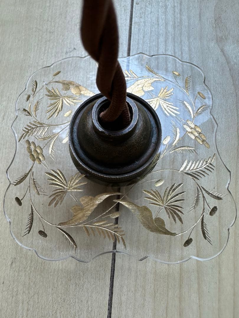 1900's フランス アンティーク 金箔で絵付けされた美しいアトリエランプ＊