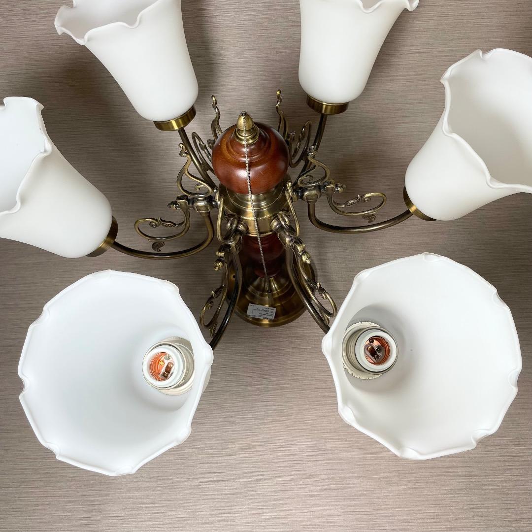 ✨存在感抜群✨ヤマギワ シャンデリア 6灯 真鍮 ガラス ウッド クラシカル