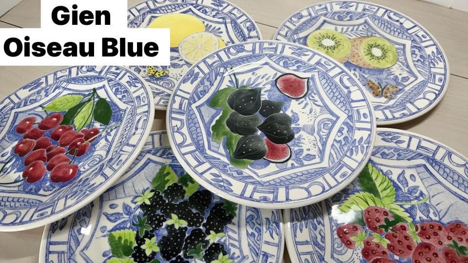 Gien Oiseau Blue 　ジアン　オワゾブルー　果物　皿　6枚セット
