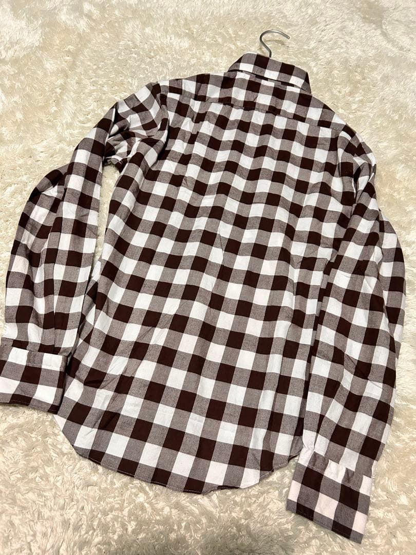 未使用　フィナモレ　ビッグギンガムチェック　ラウンドカラー　フランネル　38