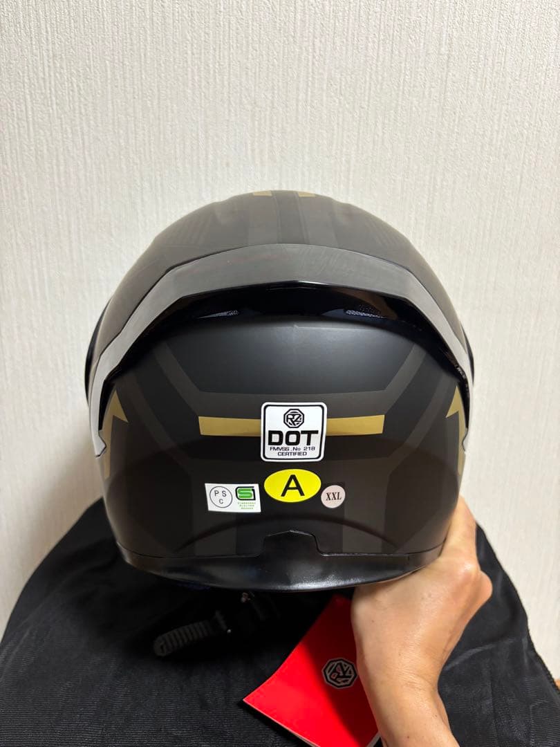 システムフルフェイスヘルメット ブラック/ゴールドインナーバイザー付XXLサイズ