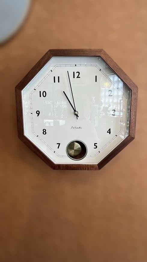 ブラウン木枠　八角★壁掛け振子時計　ゲルリッツ★ヴィンテージ　レトロ