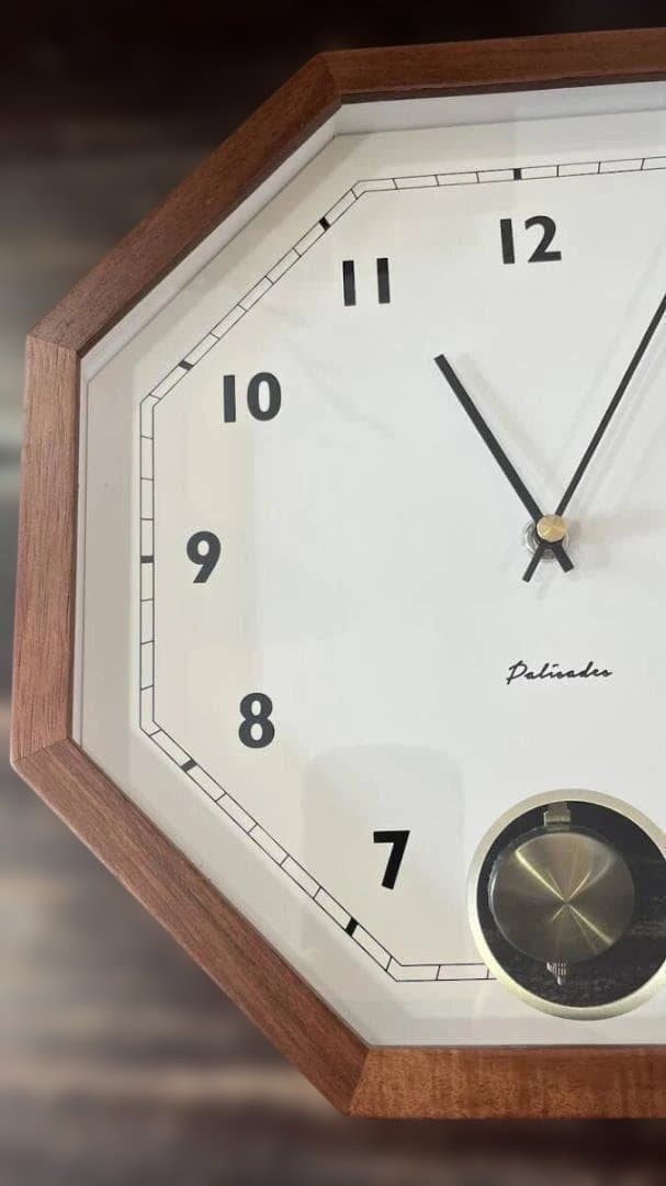 ブラウン木枠　八角★壁掛け振子時計　ゲルリッツ★ヴィンテージ　レトロ