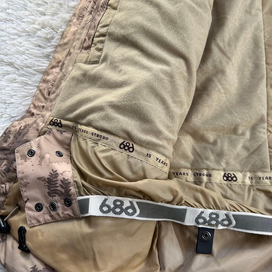 686 スキースノーボードウェア メンズ L ベージュカモフラ　迷彩