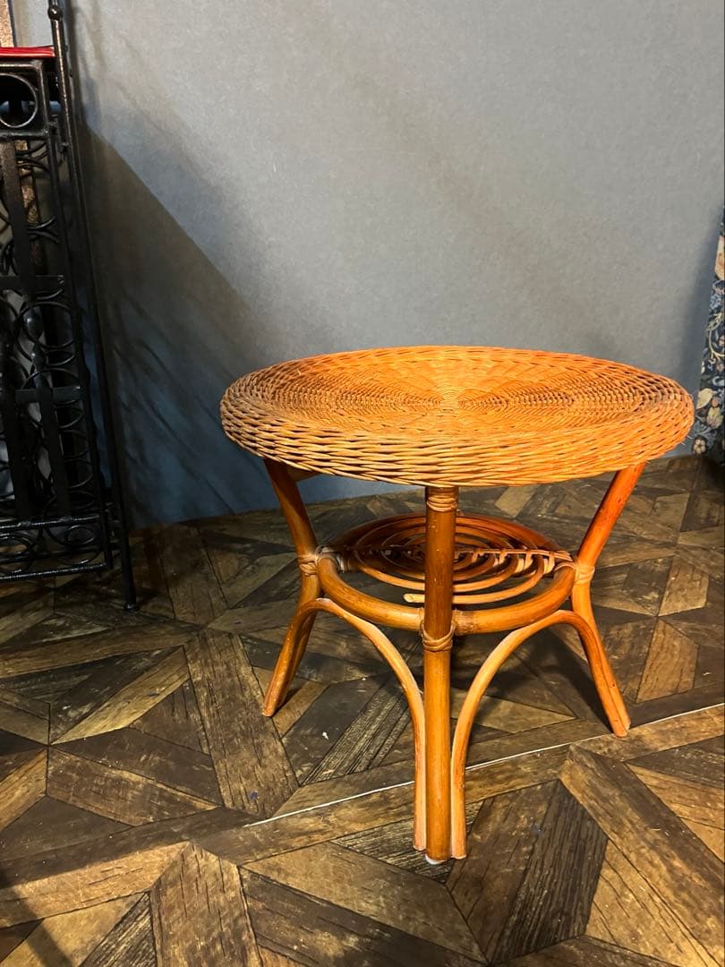 籐 ラタン テーブル 昭和レトロ 当時物 ローテーブル インテリア