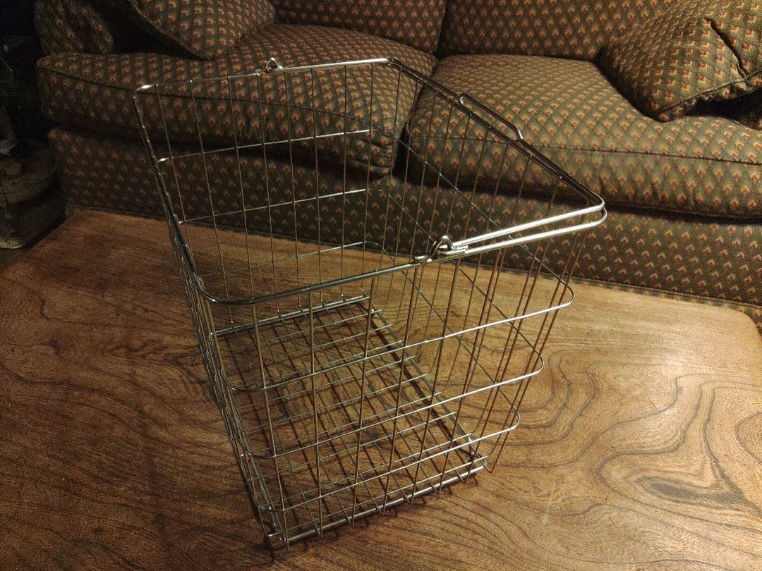 希少　かご　バスケット　買い物　スチール　インダストリアル　手さげ