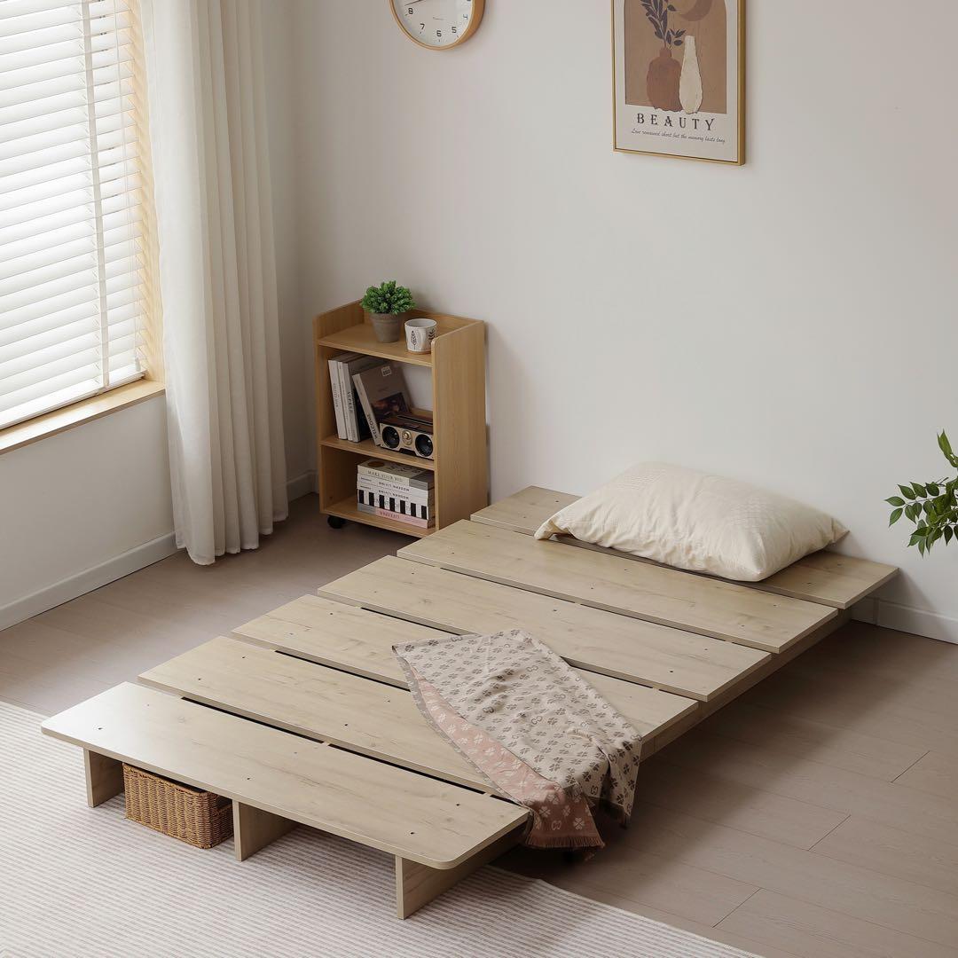 【新品】ローベッド 幅100cm ベッドフレーム木目調 すのこベッド コンパクト