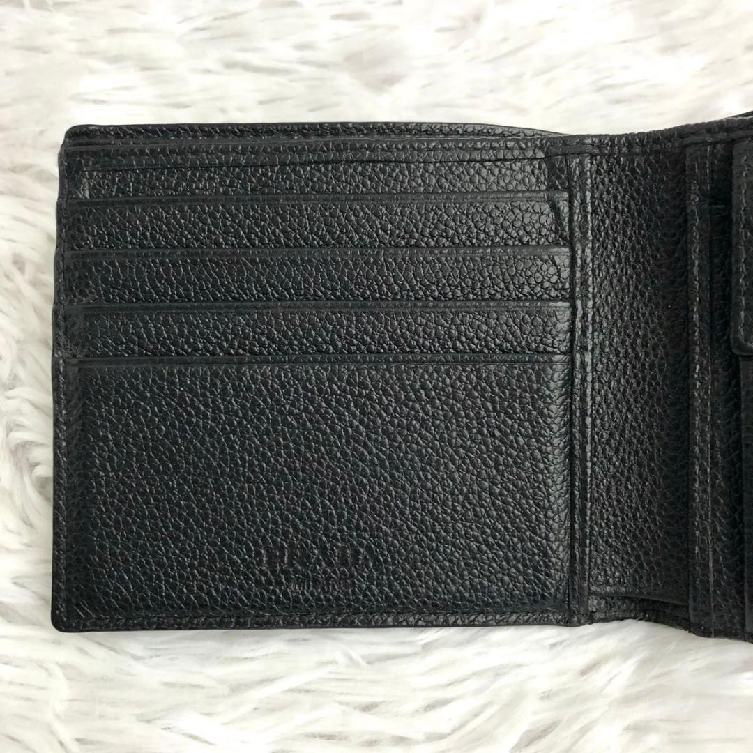 財布 メンズ ブランド PRADA プラダ 二つ折り サフィアーノ レザー 三角