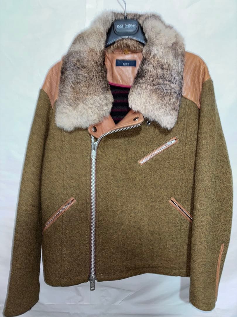 SUPP LEMENT REGIMENT ダブルライダース牛革ツイードジャケット