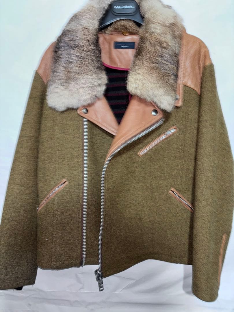 SUPP LEMENT REGIMENT ダブルライダース牛革ツイードジャケット